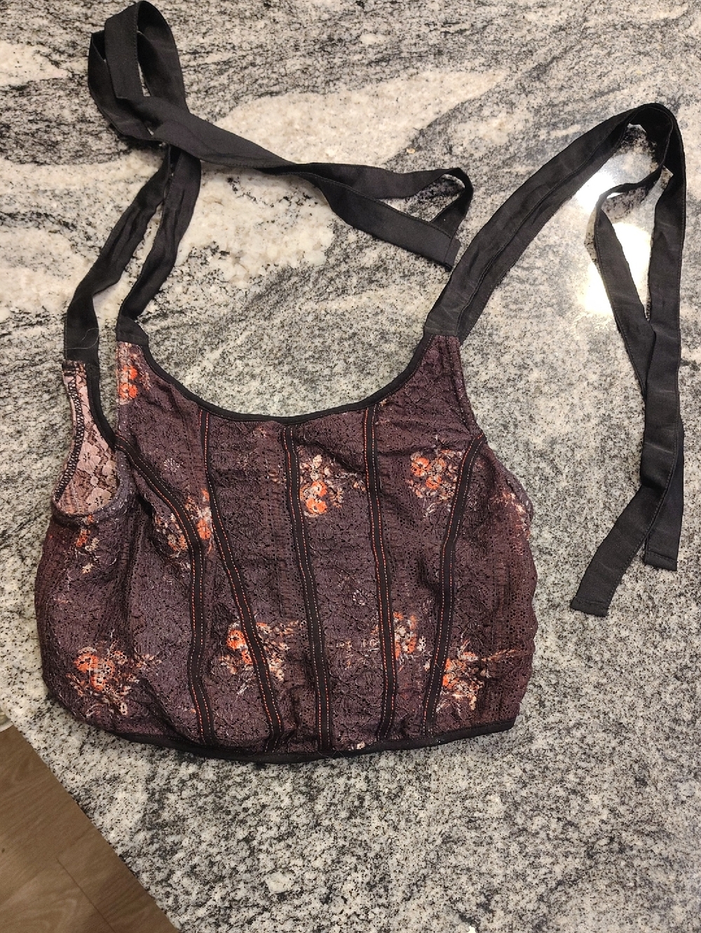 Free People Purple Lace Floral Tie-Strap Tank